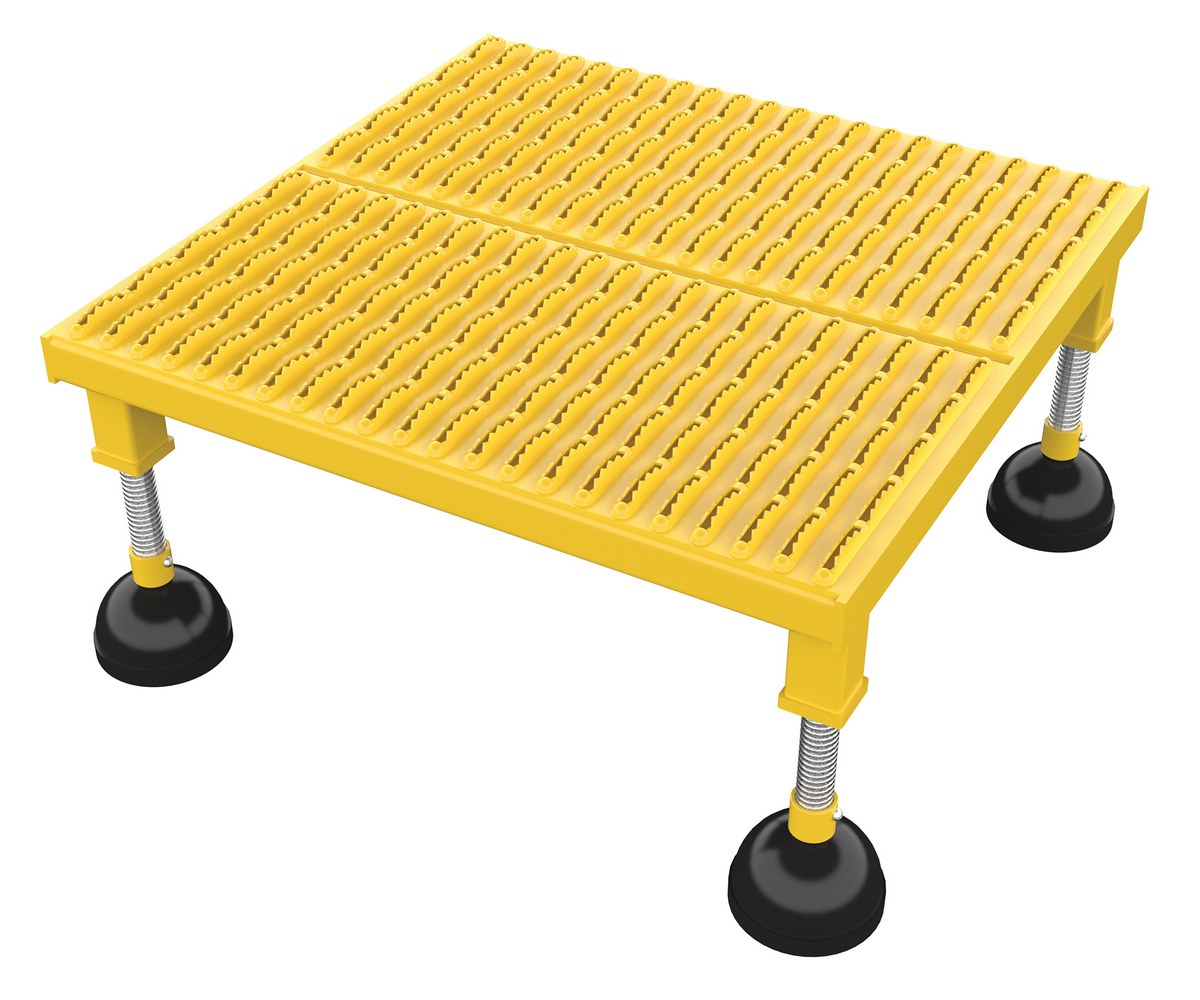 Vestil Steel Portable Adjustable Height Grip Strut Worker Stand Low - 26-1/4 In. x 24-3/16 In. x 8-3/4 In. 500 lb - Yellow