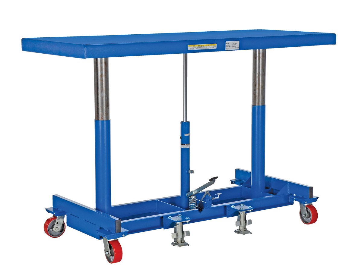Vestil Steel Ergonomic Long Deck Cart - 30 In. x 72-1/4 In. x 31 In. 2,000 lb - Blue