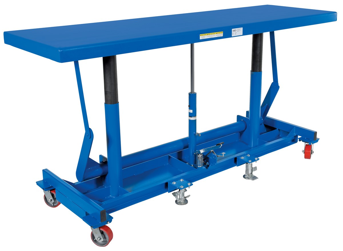 Vestil Steel Ergonomic Long Deck Cart - 30 In. x 96-1/4 In. x 31 In. 2,000 lb - Blue