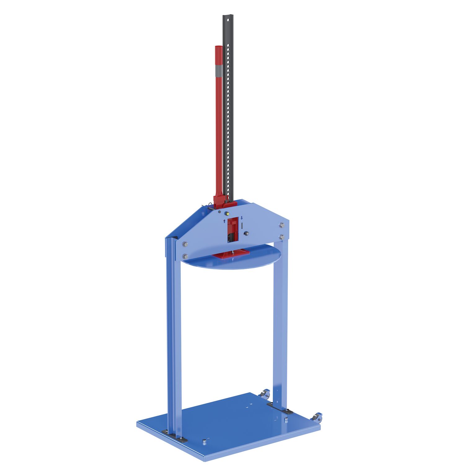Vestil Steel Mechanical Trash Compactor - 55 Gallon 7000 lb Compacting Force - Blue