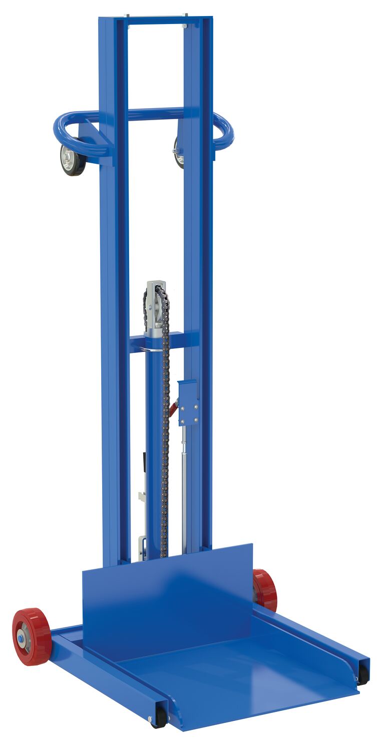 Vestil Steel Low Profile Lite Load Lift With Foot Pump, Fixed Wheels and Manual Floor Lock - 20 In. x 20 In. Platform 400 lb - Blue