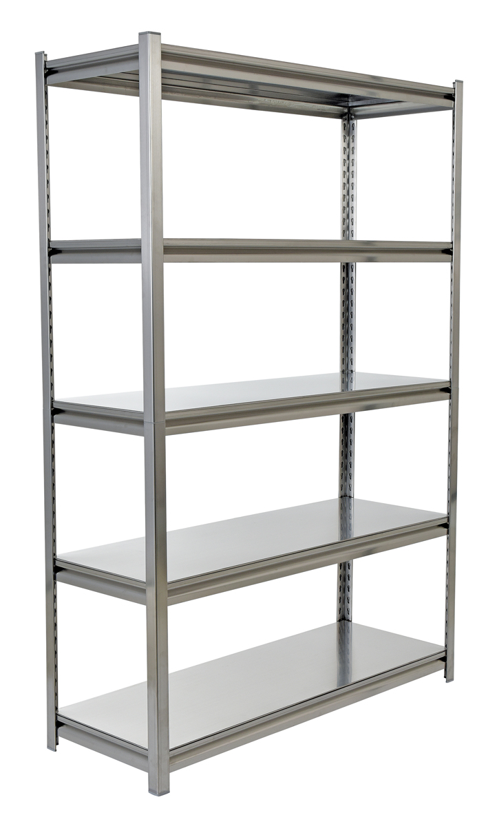 Vestil Stainless Steel Solid Rivet Shelving - 48 In. x 24 In. x 72 In. 3000 lb - Silver
