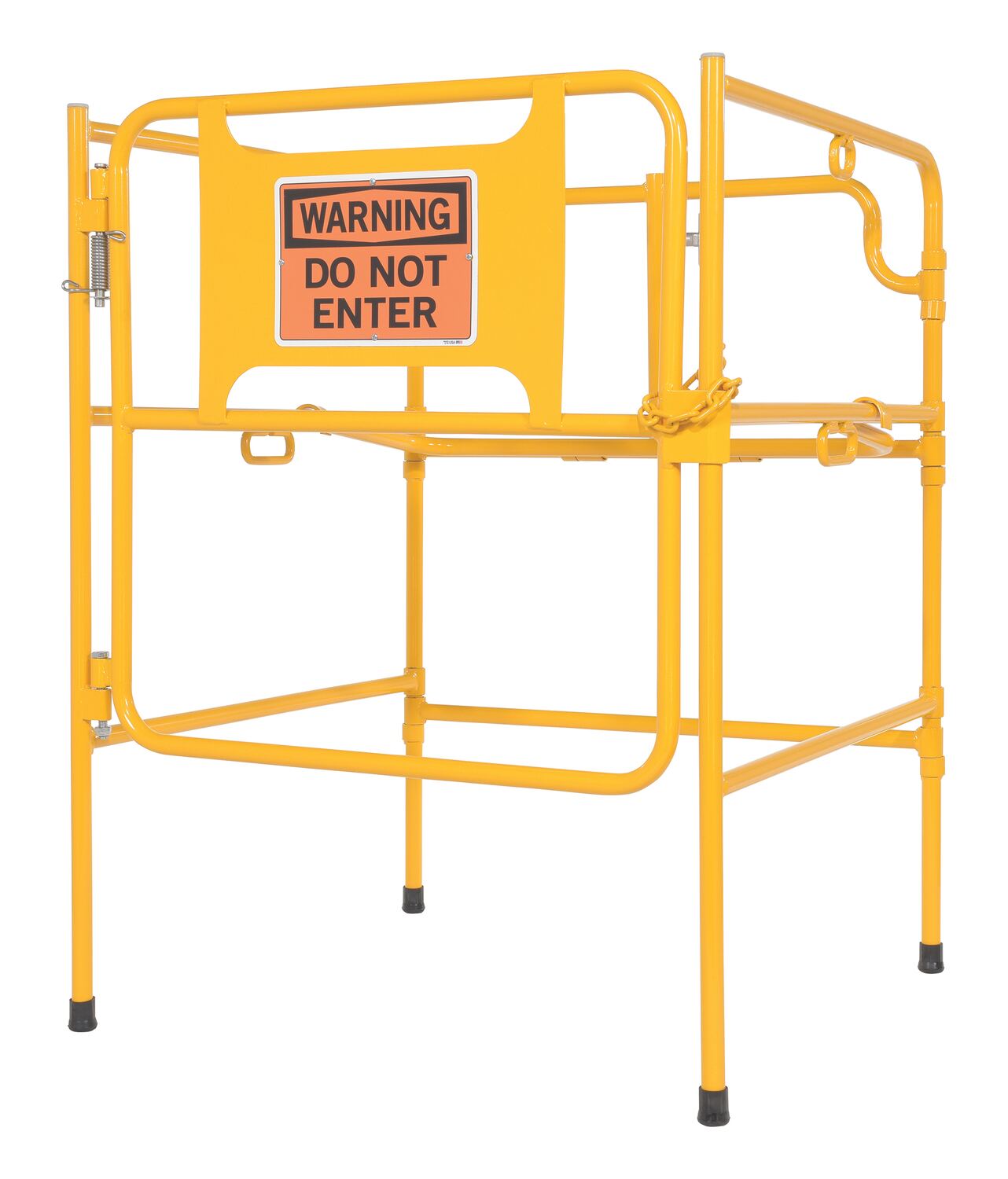 Vestil Steel Manhole Guard Rail with Aluminum Sign - 31 In. x 30 In. Warning Do Not Enter Sign Message - Yellow