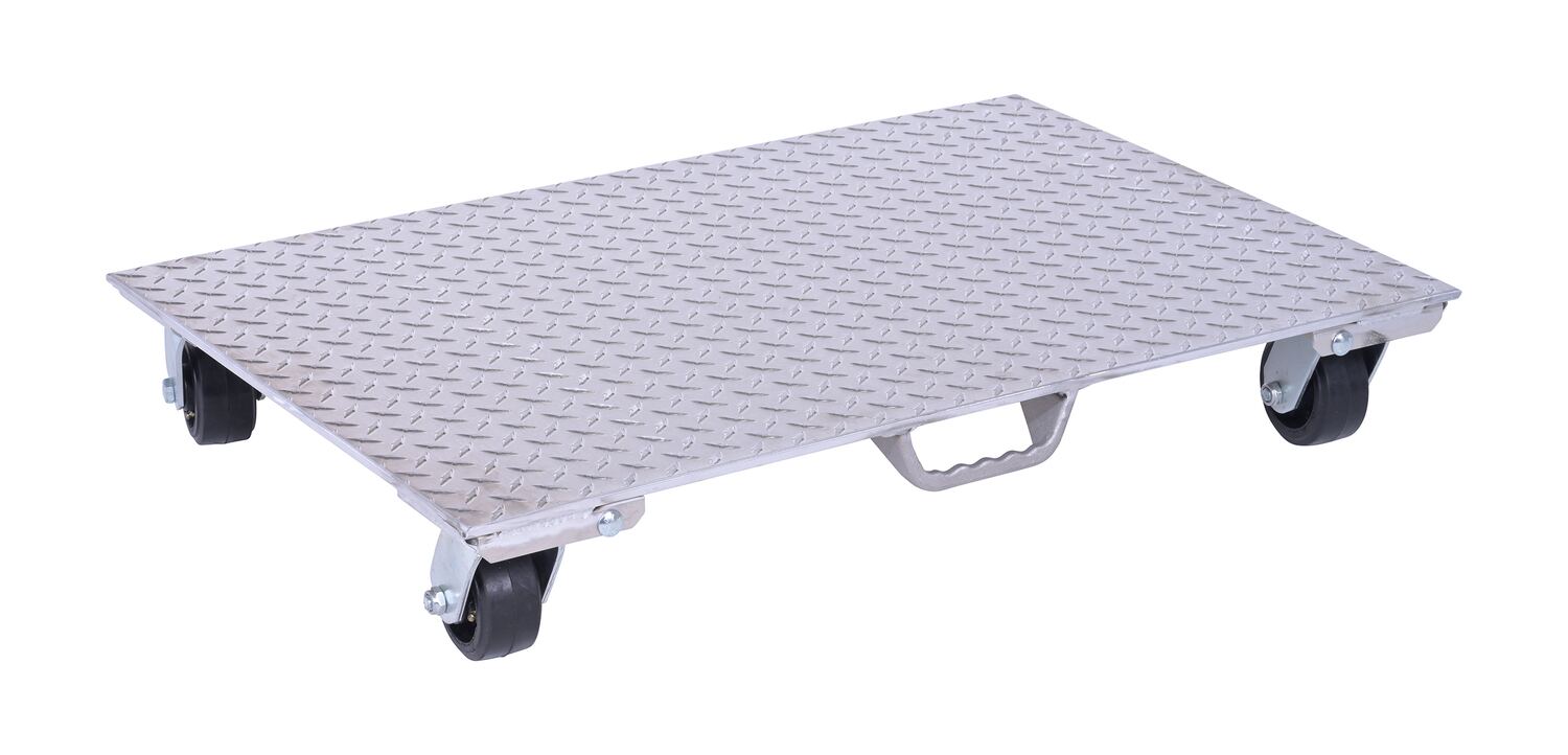Vestil Aluminum Plate Dolly with Rubber Wheels and Handle - 36 In. x 24 In. x 6 In. 1200 lb - Silver