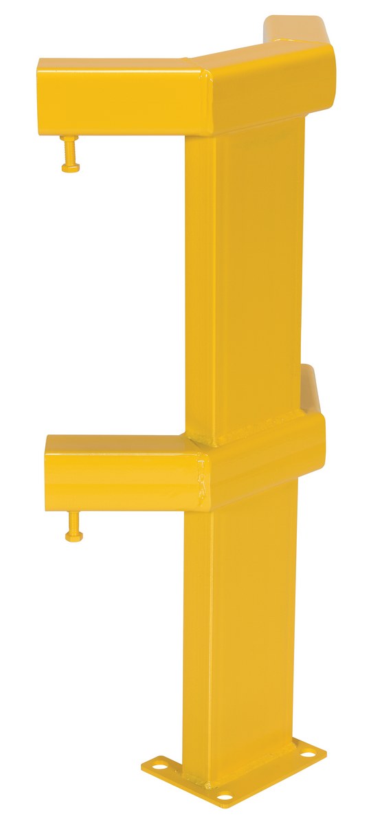 Vestil Steel Modular Guard System Corner Post - 2 Rail 7-5/8 In. x 6 In. x 36 In. - Yellow