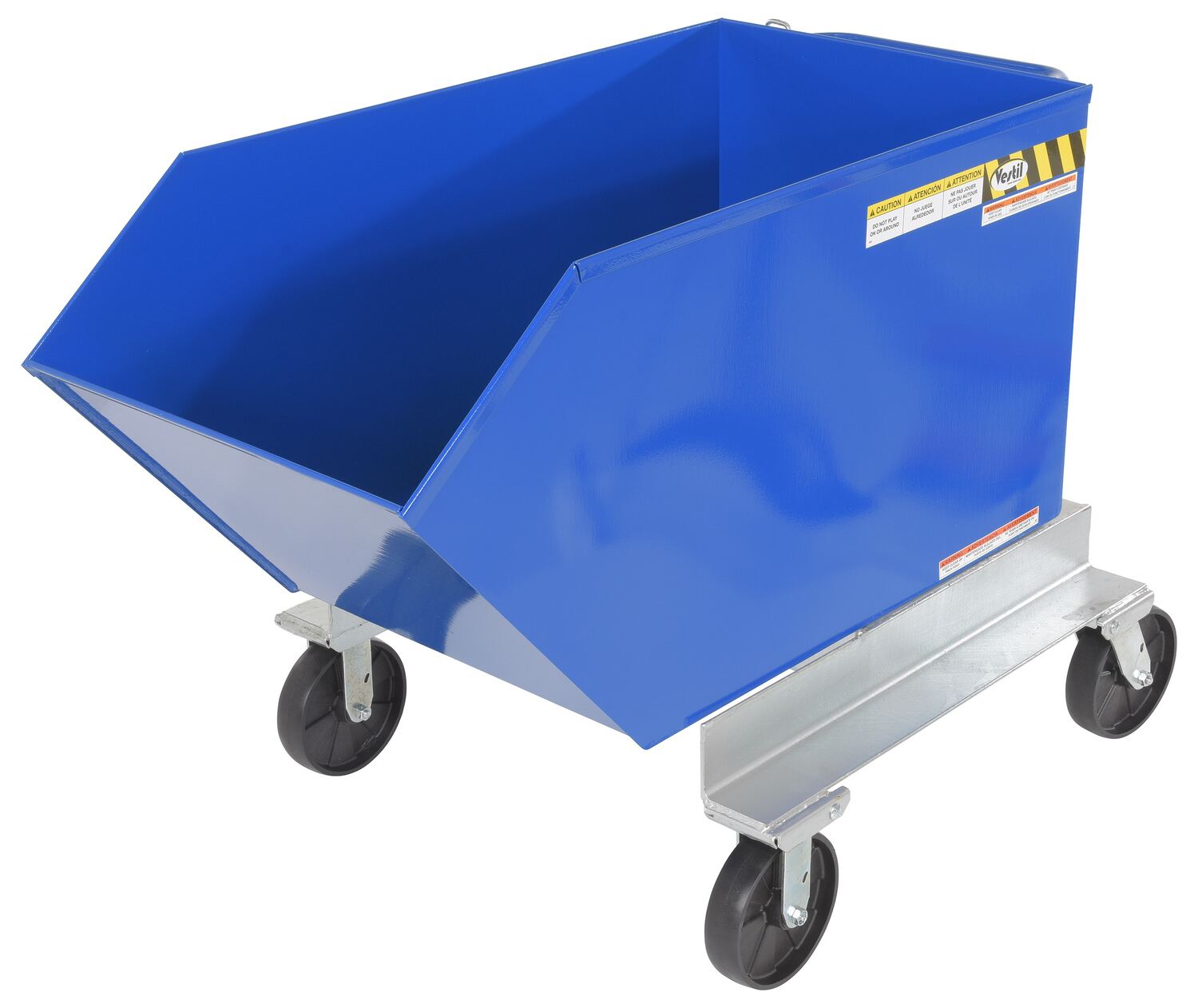 Vestil Steel Portable Tilting Hopper - 1/2 Cubic Yard 2,000 lb - Blue
