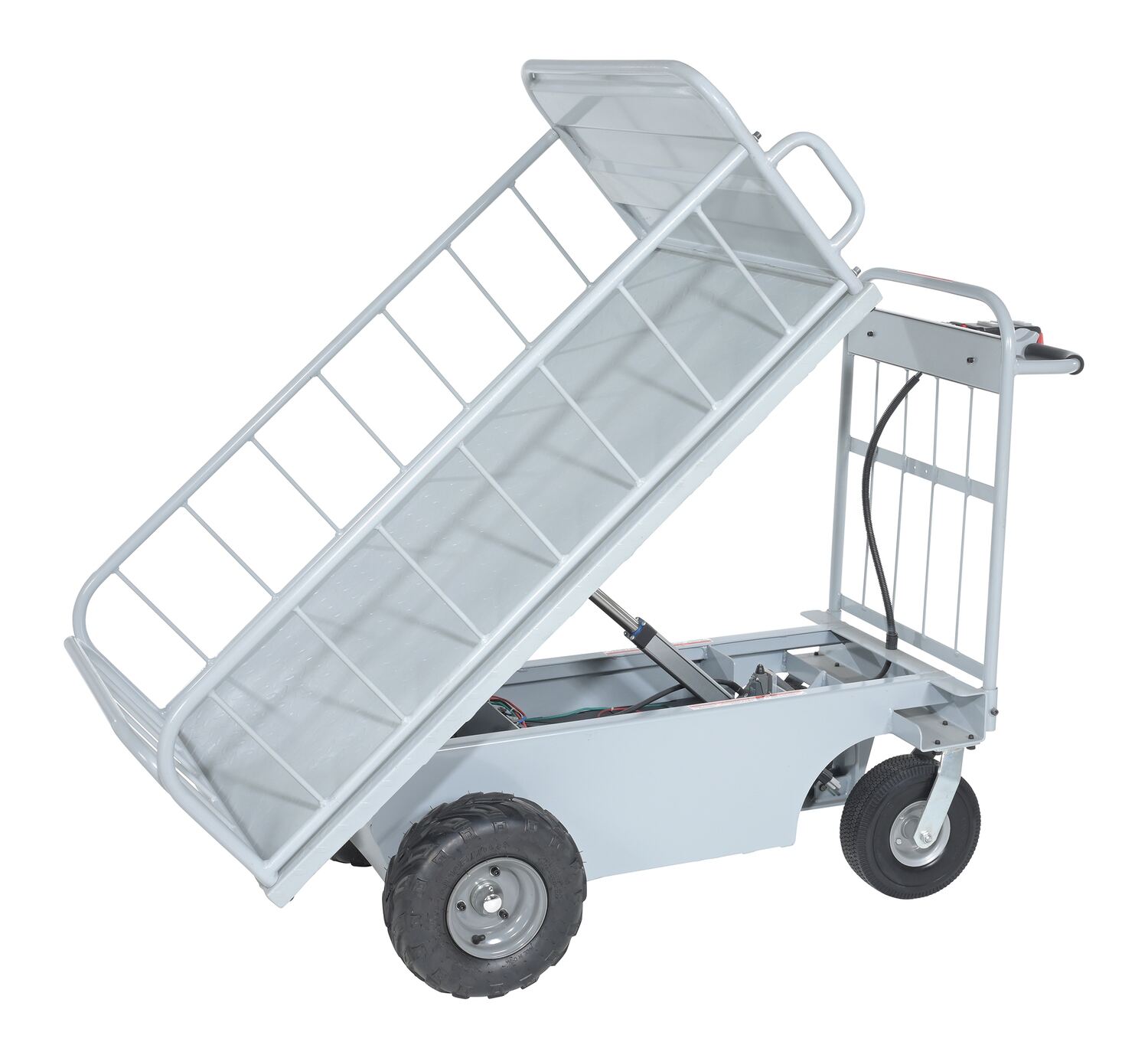 Vestil Steel Off-Road Tilting Traction Drive Cart - 500 lb Rough Terrain - Gray
