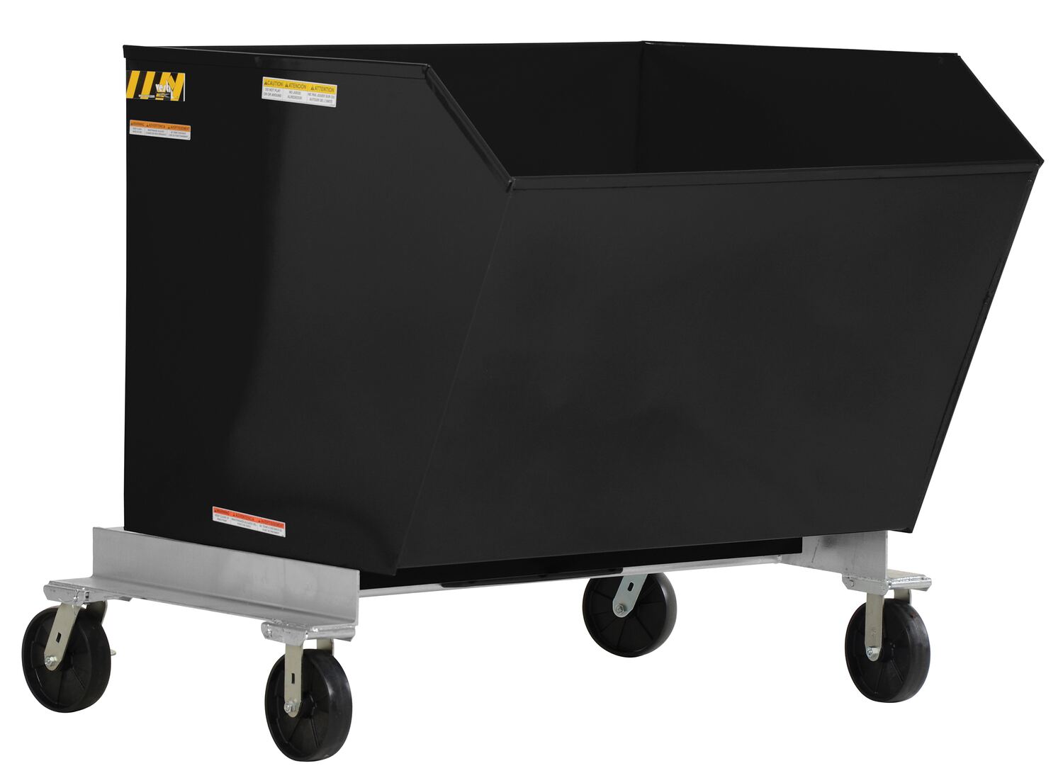Vestil Steel Portable Tilting Hopper - 1-1/2 Cubic Yard 2,000 lb - Black