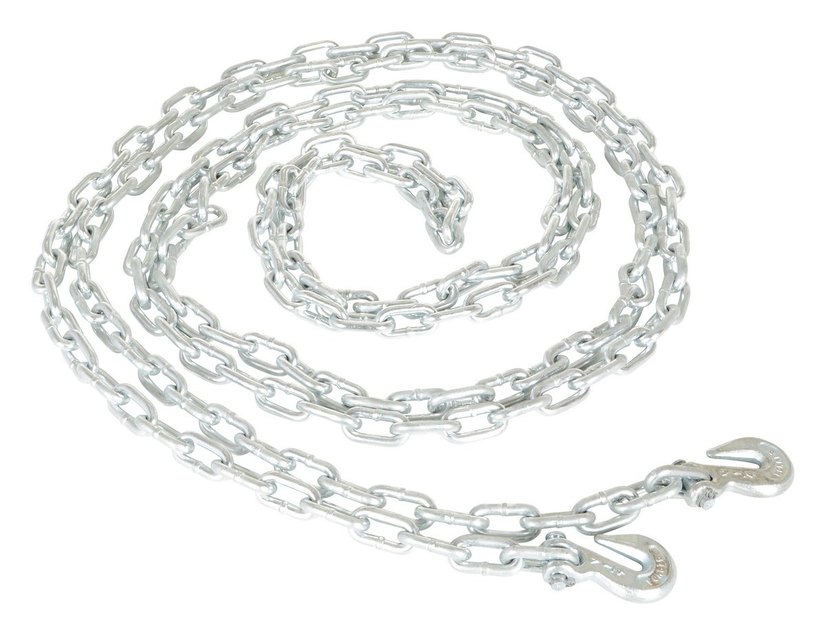Vestil Steel Chain with Grab Hook - 20 Ft. Length 1/4 In. Chain 6,000 lb Pulling - Silver