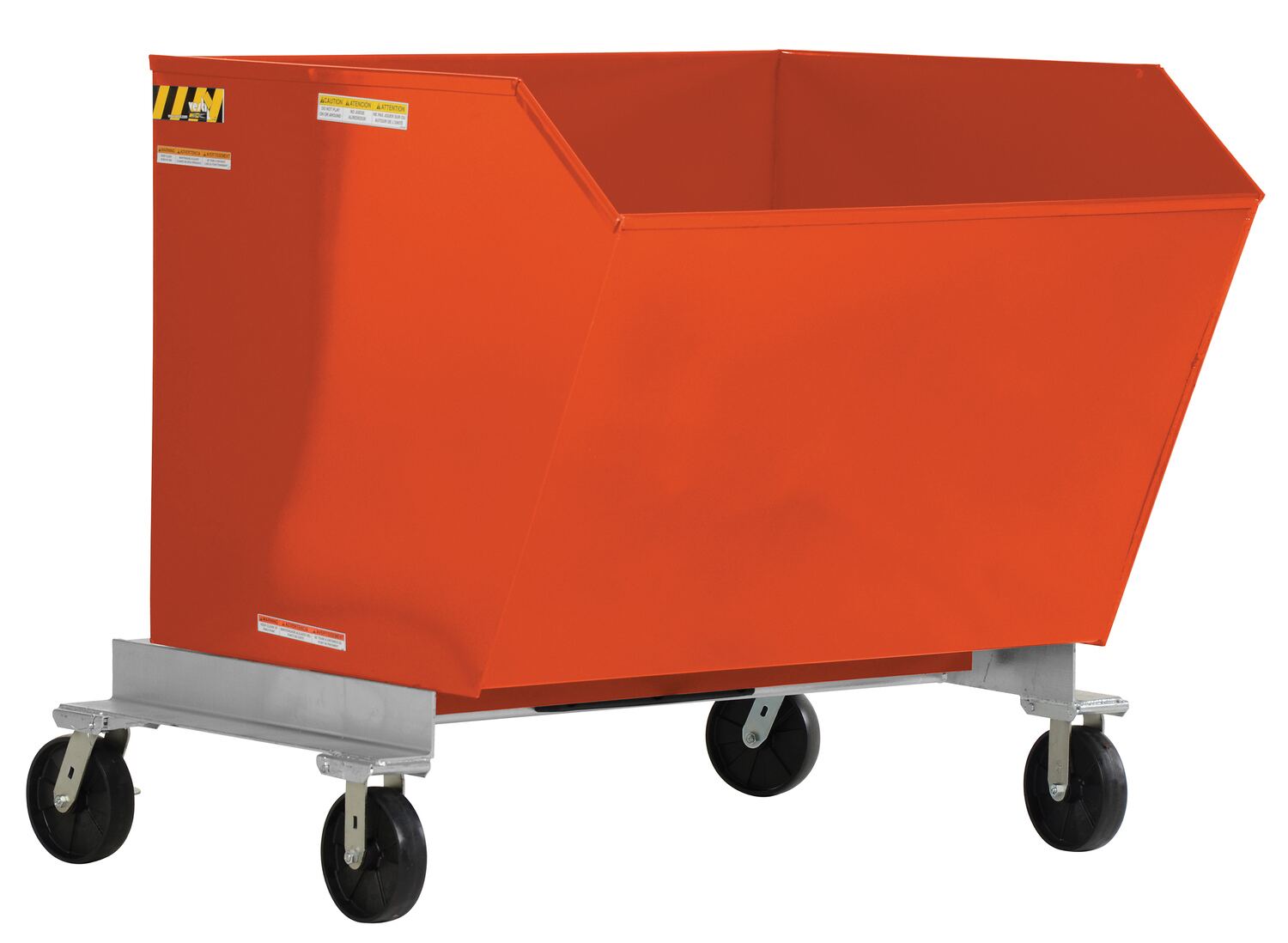 Vestil Steel Portable Tilting Hopper - 1-1/2 Cubic Yard 2,000 lb - Orange