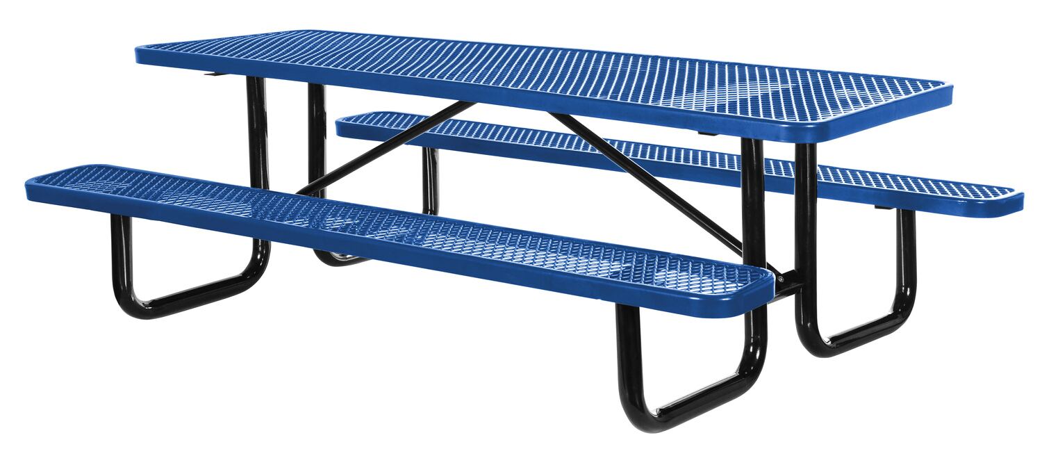 Vestil Steel Picnic Table Expanded Metal Rectangle Top - 30 In. x 72 In. - Blue