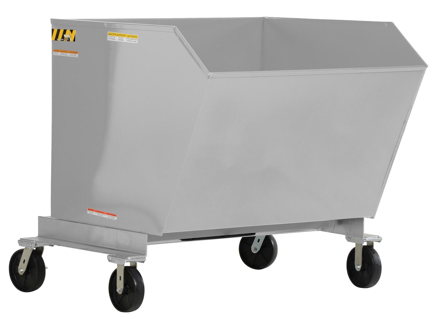 Vestil Steel Portable Tilting Hopper - 1-1/2 Cubic Yard 2,000 lb - Silver