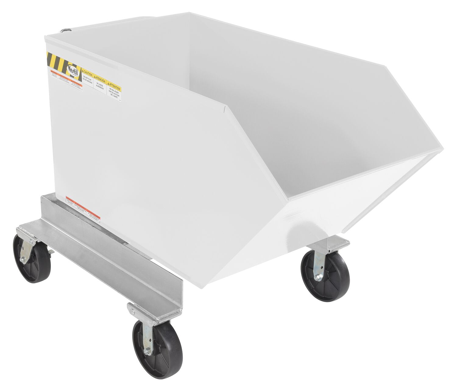 Vestil Steel Portable Tilting Hopper - 1/2 Cubic Yard 2,000 lb - White