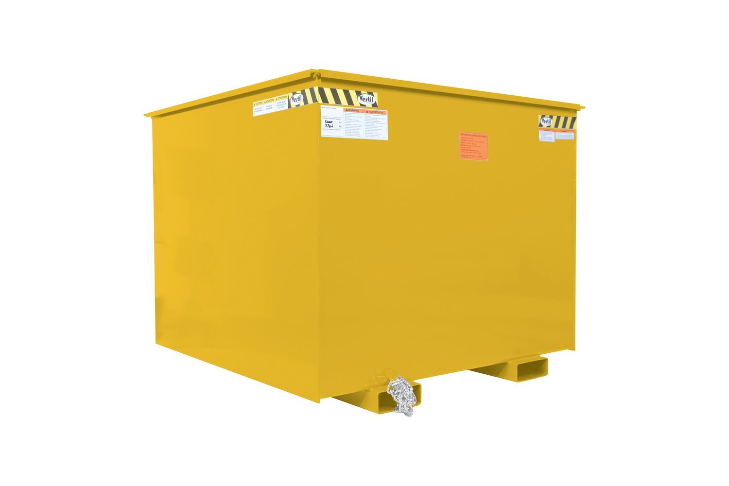 Vestil Steel Rotating Heavy Duty Box Hopper - 2-1/2 Cubic Yard 6,000 lb - Yellow