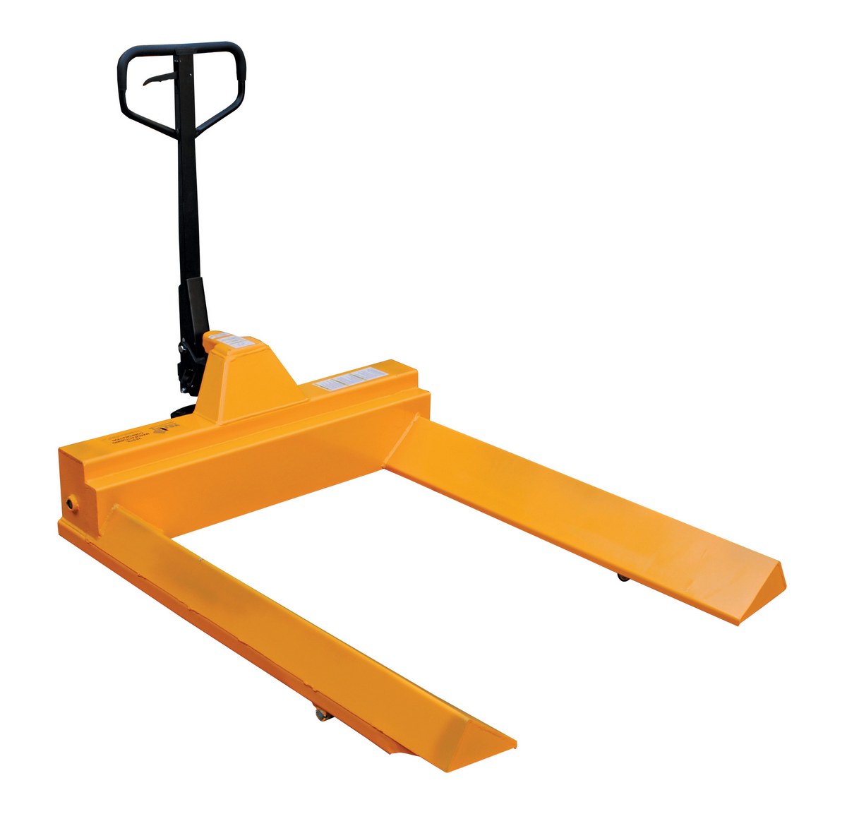 Vestil Steel Pallet Truck V-Shaped Center - 78 In. x 45 In. x 43-13/16 In. 4000 lb - Yellow