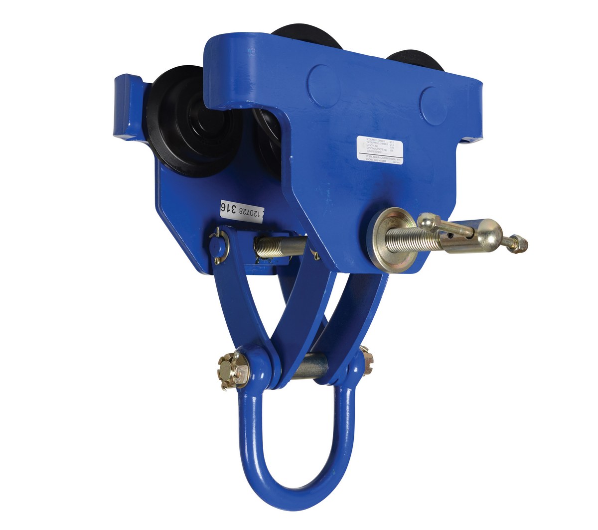 Vestil Steel Quick Install Manual Trolley - 13-5/8 In. x 20-3/16 In. x 20-3/8 In. 10000 lb - Blue