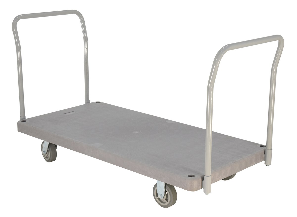 Vestil Plastic Heavy Duty Platform Truck - 2 Handles 67-1/2 In. x 30 In. x 34 In. 2000 lb - Gray