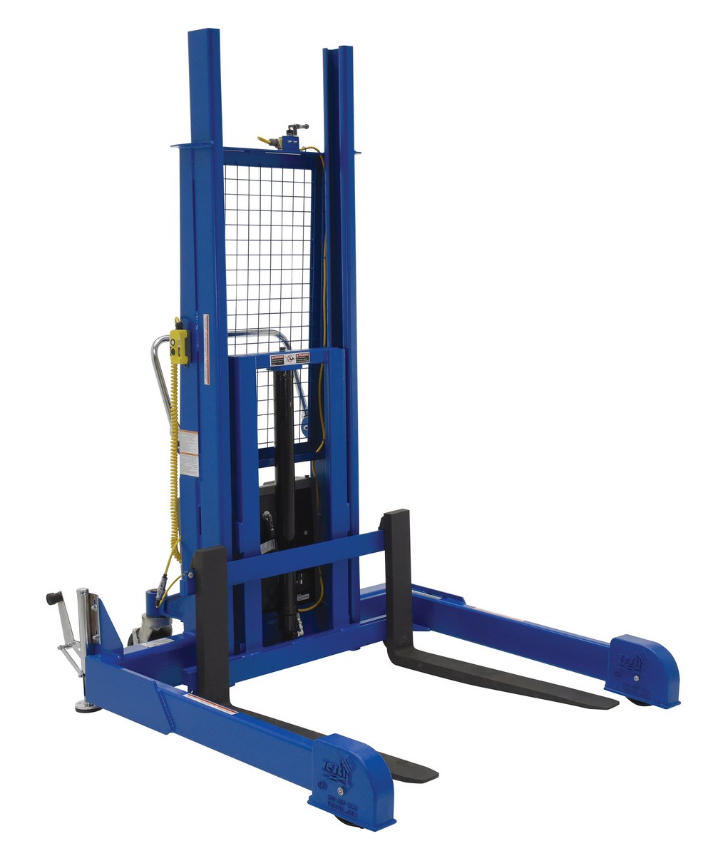 Vestil Steel Pallet Master/Server Stacker - 12 Volt DC Powered 60 In. Raised Height 4,000 lb - Blue