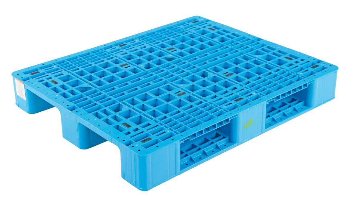 Vestil High Density Polyethylene Stackable Pallet/Skid with Reinforcing Steel Tubes - 39-1/4 In. x 47-1/8 In. x 6 In. 13,200 lb Static Floor - Blue