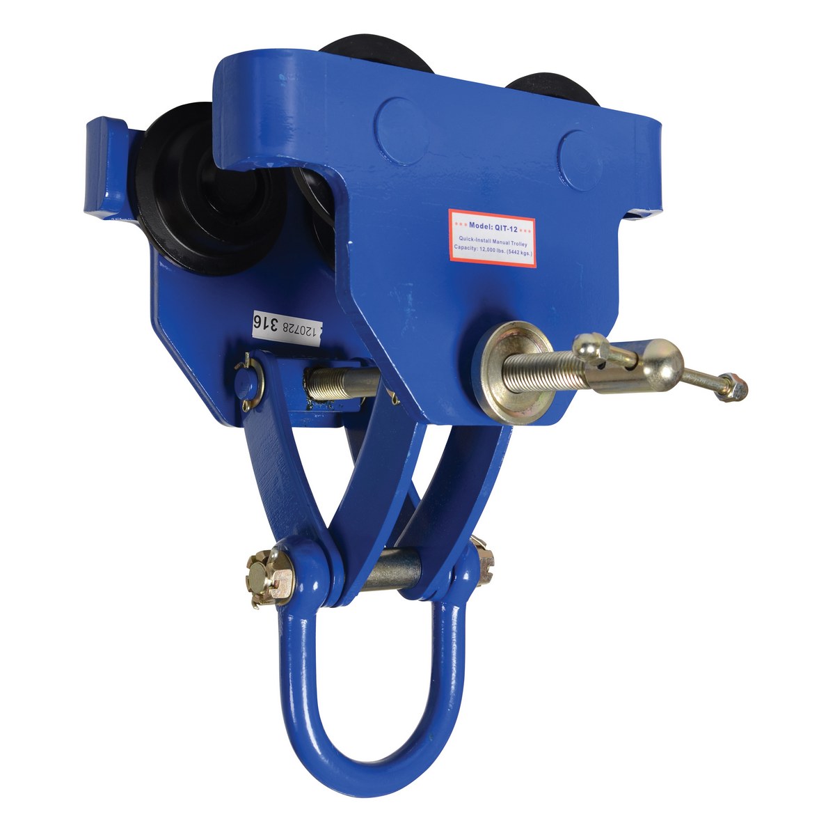 Vestil Steel Quick Install Manual Trolley - 13-5/8 In. x 20-3/16 In. x 20-3/8 In. 12000 lb - Blue
