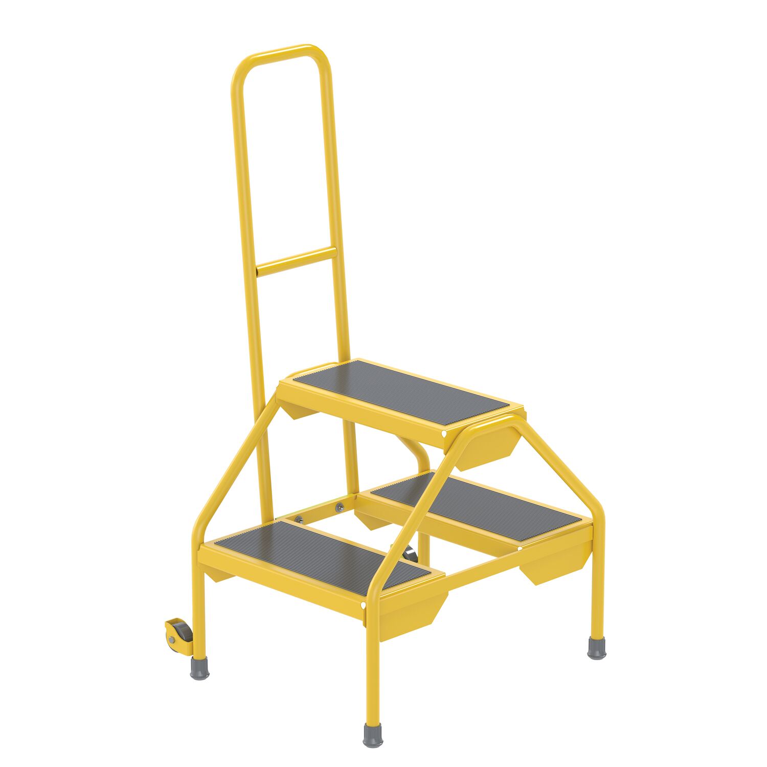 Vestil Steel Portable Two-Step Rolling Ladder Rubber Matting - 23-1/2 In. x 20-9/16 In. x 42 In. 300 lb - Yellow