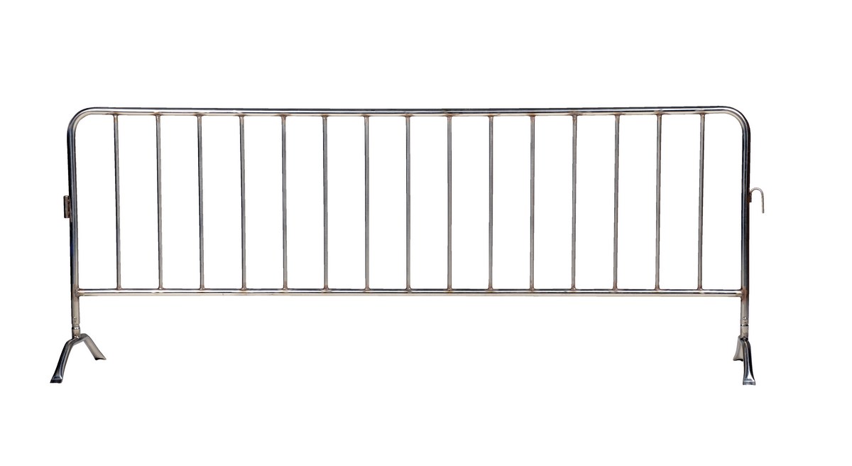 Vestil 304 Stainless Steel Crowd Control Interlocking Barrier with Curved Feet - 104-3/4 In. Length - Silver