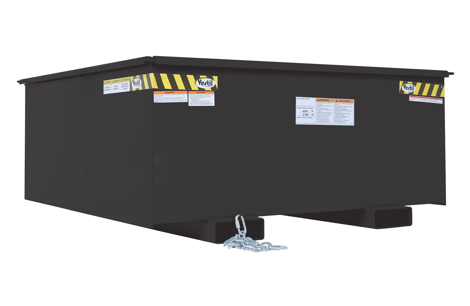 Vestil Steel Rotating Heavy Duty Box Hopper - 1-1/4 Cubic Yard 6,000 lb - Black