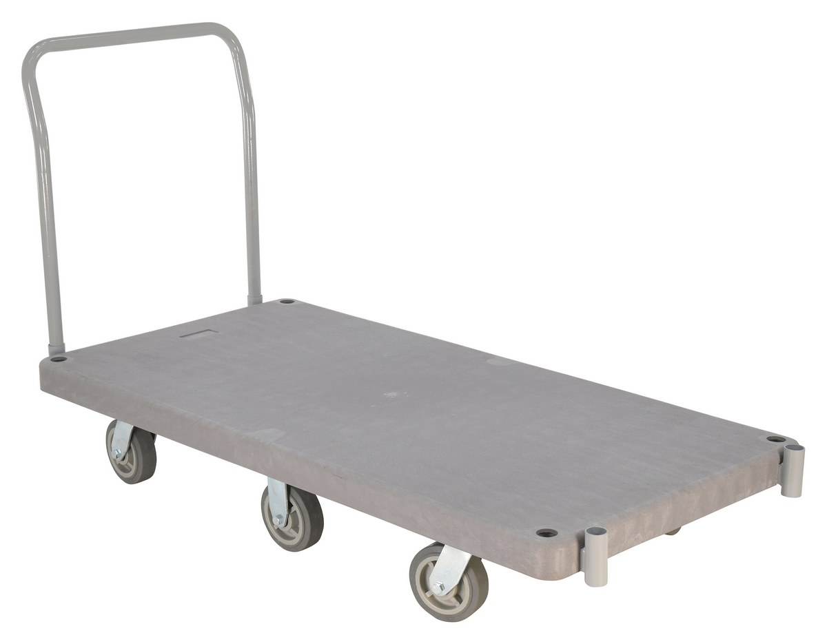 Vestil Plastic Heavy Duty Platform Truck - 1 Handle 63-1/2 In. x 30 In. x 34 in. 3000 lb - Gray