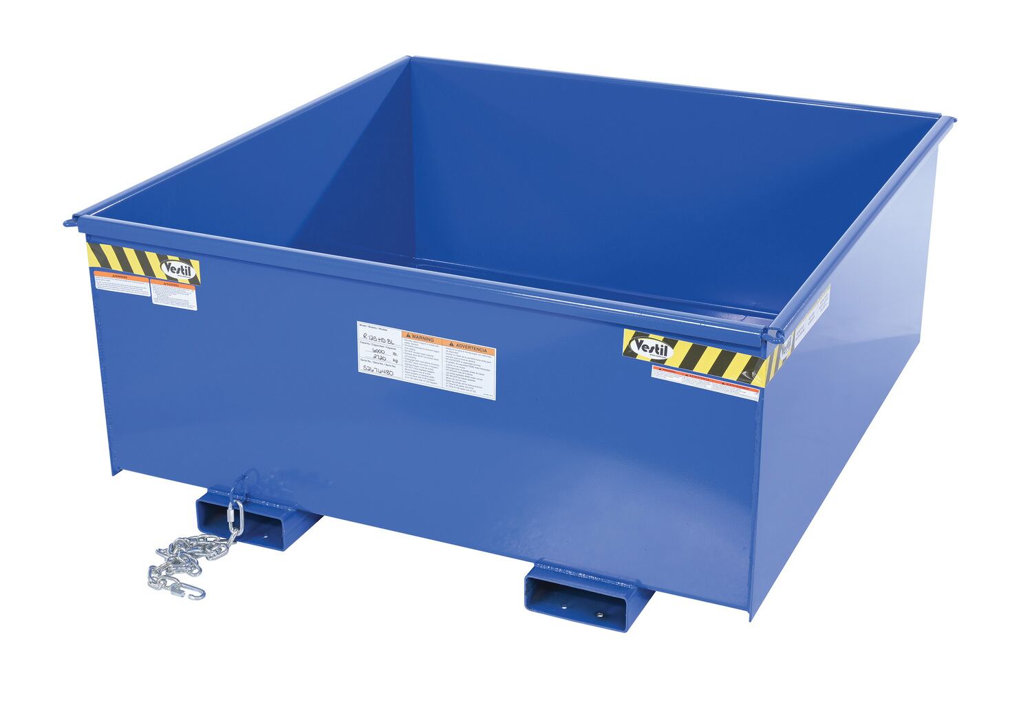Vestil Steel Rotating Heavy Duty Box Hopper - 1-1/4 Cubic Yard 6,000 lb - Blue