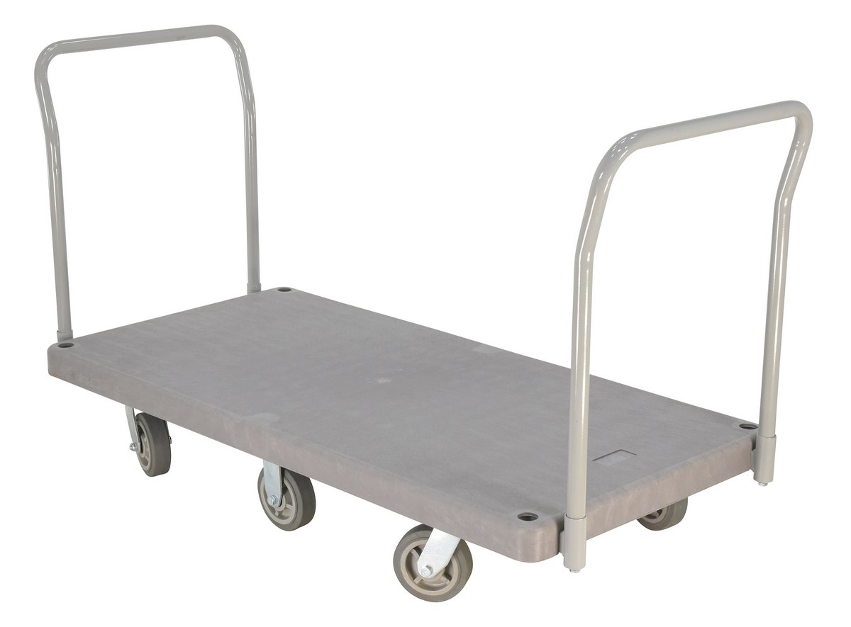Vestil Plastic Heavy Duty Platform Truck - 2 Handles 67-1/2 In. x 30 In. x 34 In. 3000 lb - Gray