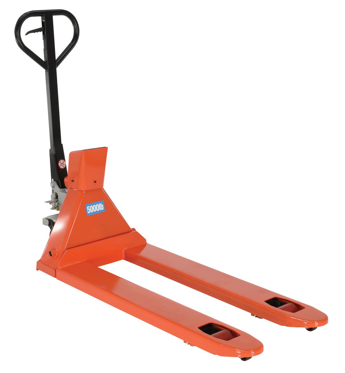 Vestil Steel Trade Legal Low Profile Pallet Truck with Scale - 61 In. x 21-1/2 In. x 45 In. 5000 lb - Red