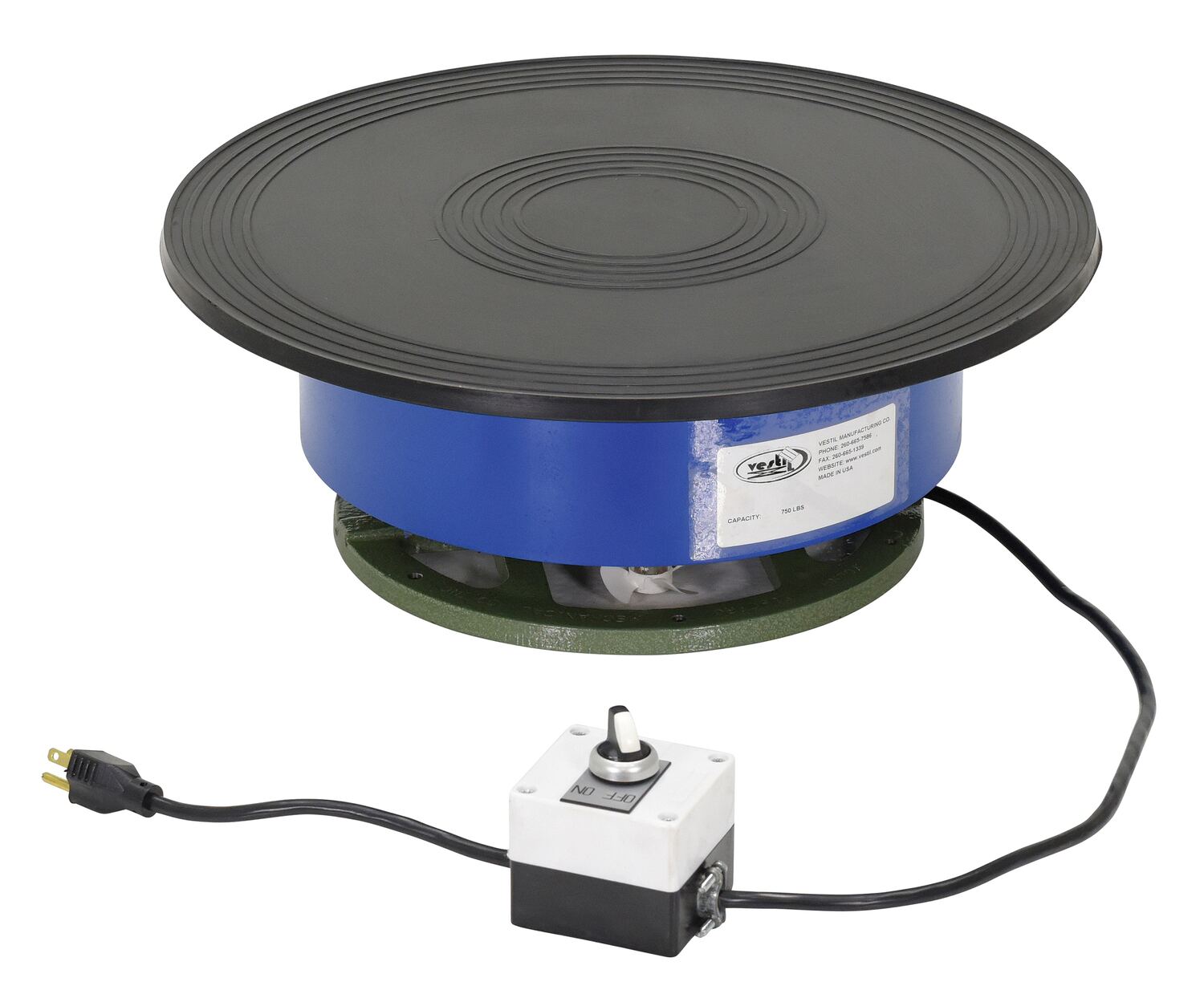 Vestil Factory Installed Steel Counter Clockwise Powered Turntable - 750 lb - Blue