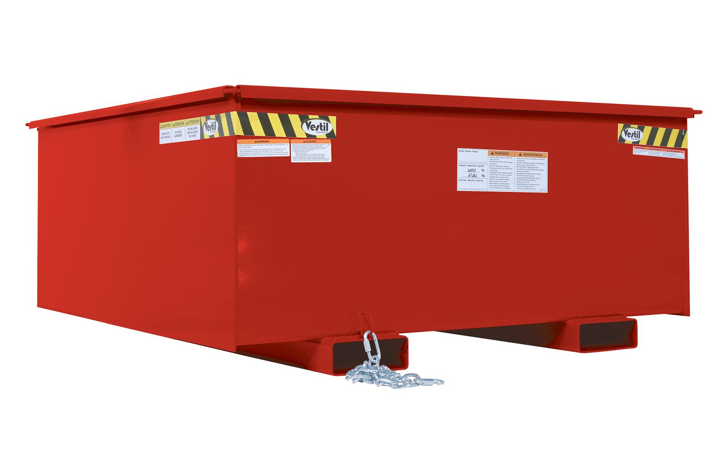 Vestil Steel Rotating Heavy Duty Box Hopper - 1-1/4 Cubic Yard 6,000 lb - Red