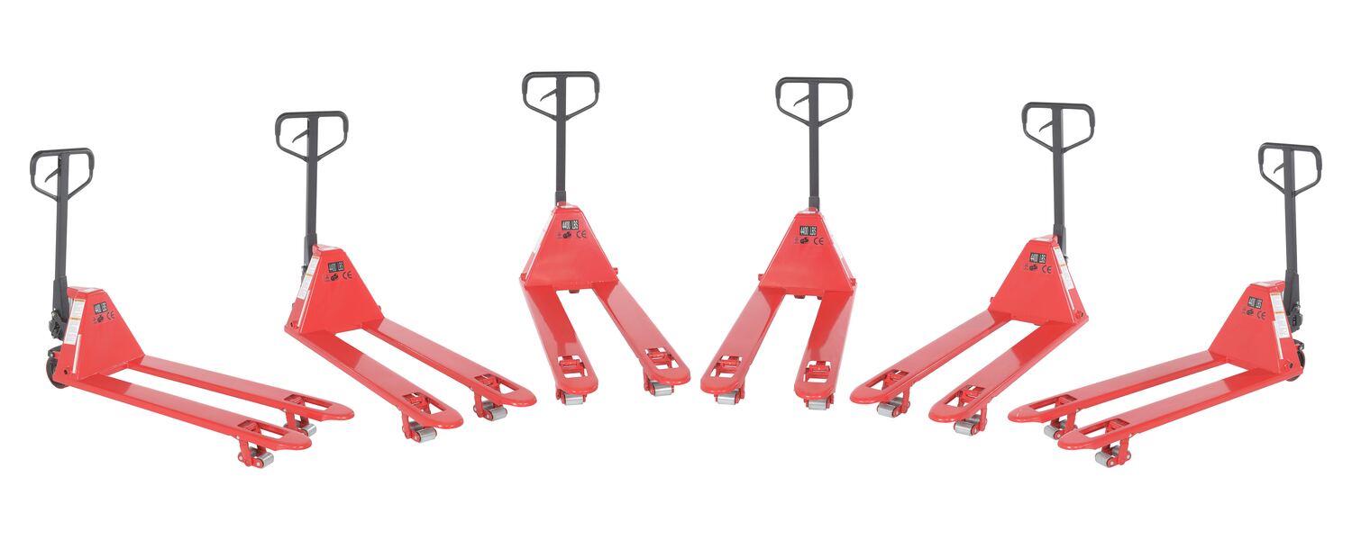 Vestil Steel Low Profile Pallet Trucks - 6 Pack 21 In. x 48 In. 4,000 lb - Red