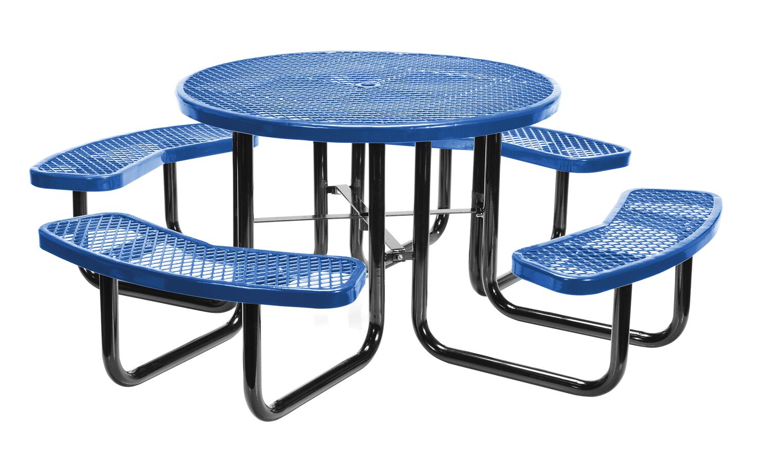 Vestil Steel Picnic Table Expanded Metal Round Top - 46 In. x 46 In. - Blue