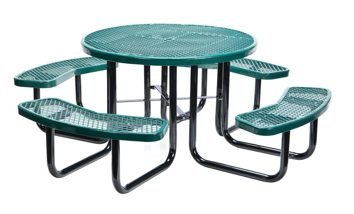Vestil Steel Picnic Table Expanded Metal Round Top - 46 In. x 46 In. - Green