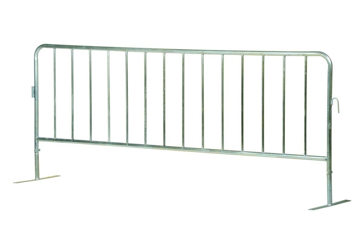 Vestil Steel Heavy Duty Crowd Control Interlocking Barrier with Flat Feet - 101-3/4 In. Length - Silver