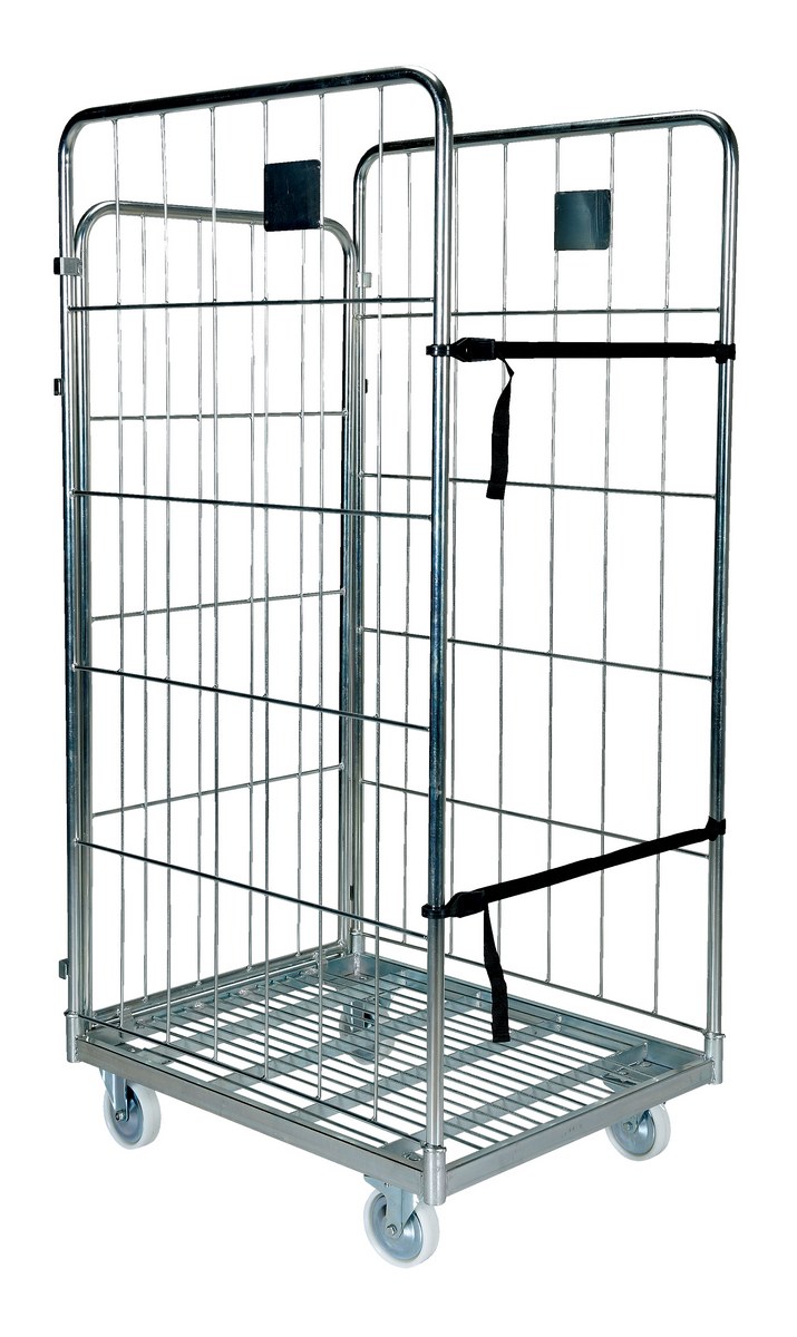 Vestil Galvanized Steel Foldable/Nestable Roller Container - 1 Shelf 35-1/4 In. x 28-1/4 In. x 69-11/16 In. 660 lb - Gray