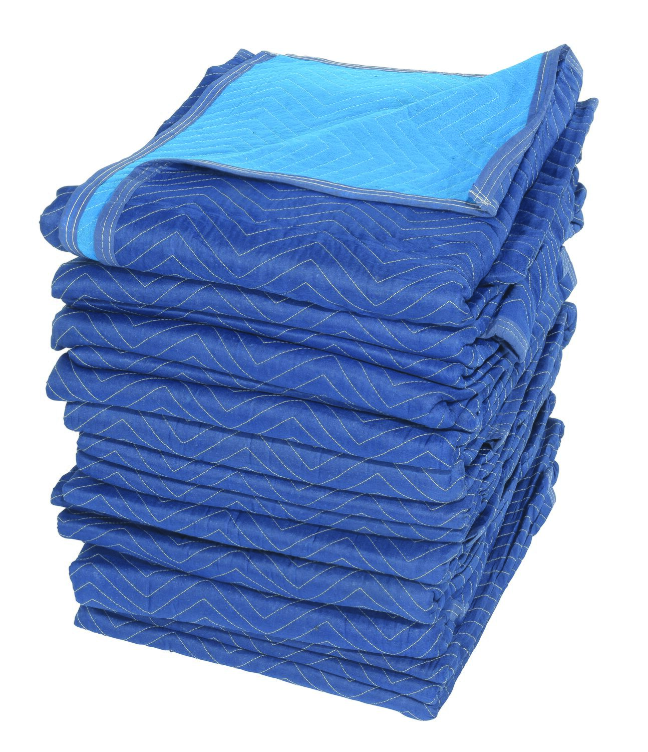 Vestil Polyester/Non-Woven Cotton Heavy Duty Quilted Moving Pads - 80 In. x 72 In. x 1 In. 12 Pack - Blue