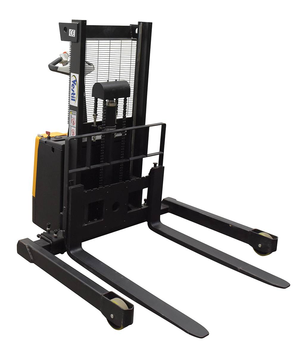 Vestil Steel Adjustable Double Mast Stacker - 43 In. Raised Height 3,000 lb Black / - Yellow