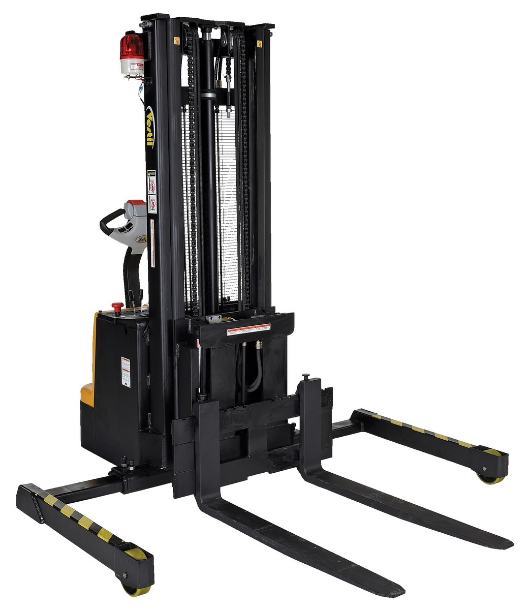 Vestil Steel Adjustable Extendable Fork Stacker - 118 In. Raised Height 1500 lb Black / - Yellow