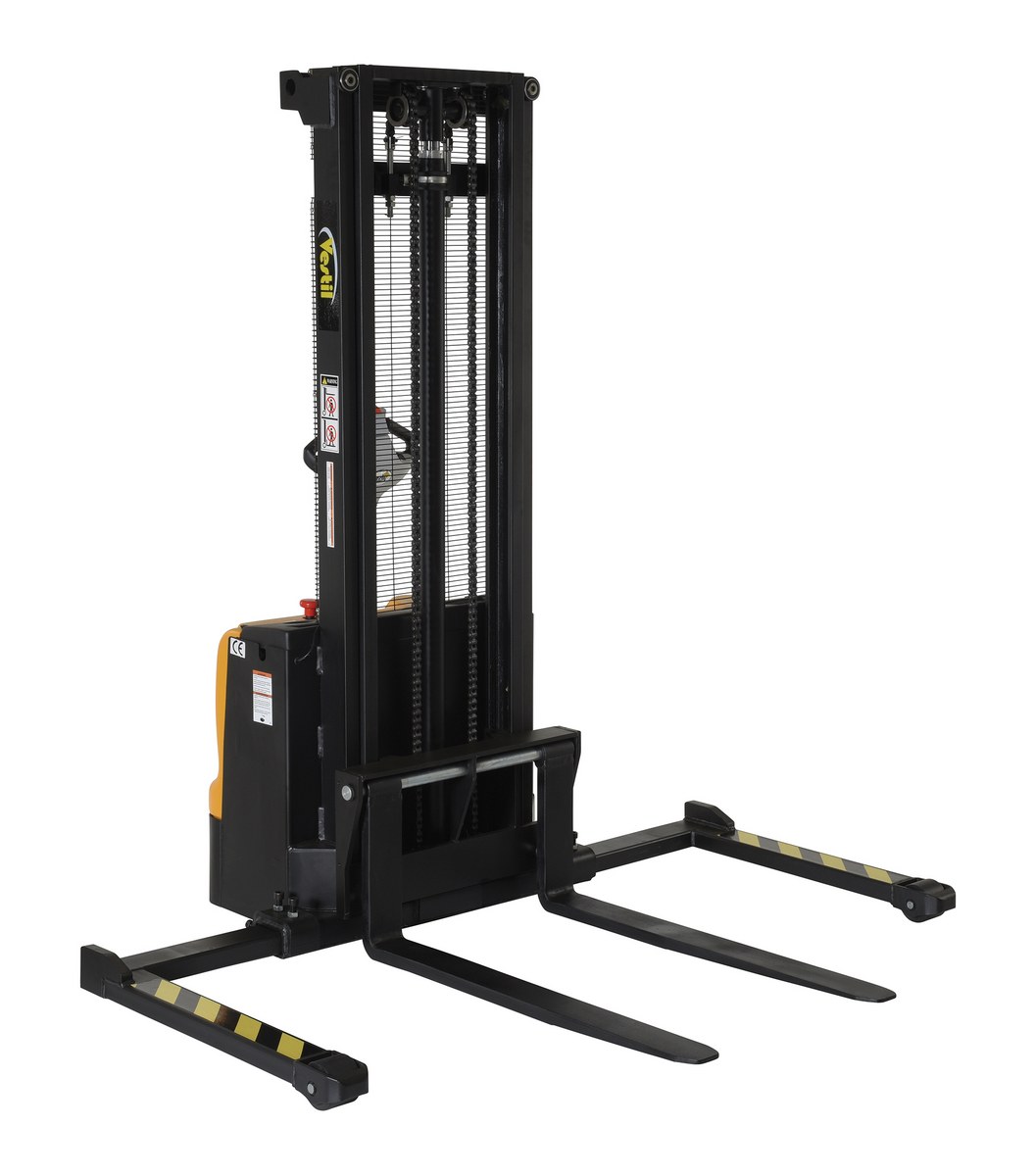 Vestil Steel Adjustable Double Mast Stacker - 125 In. Raised Height 2200 lb Black / - Yellow