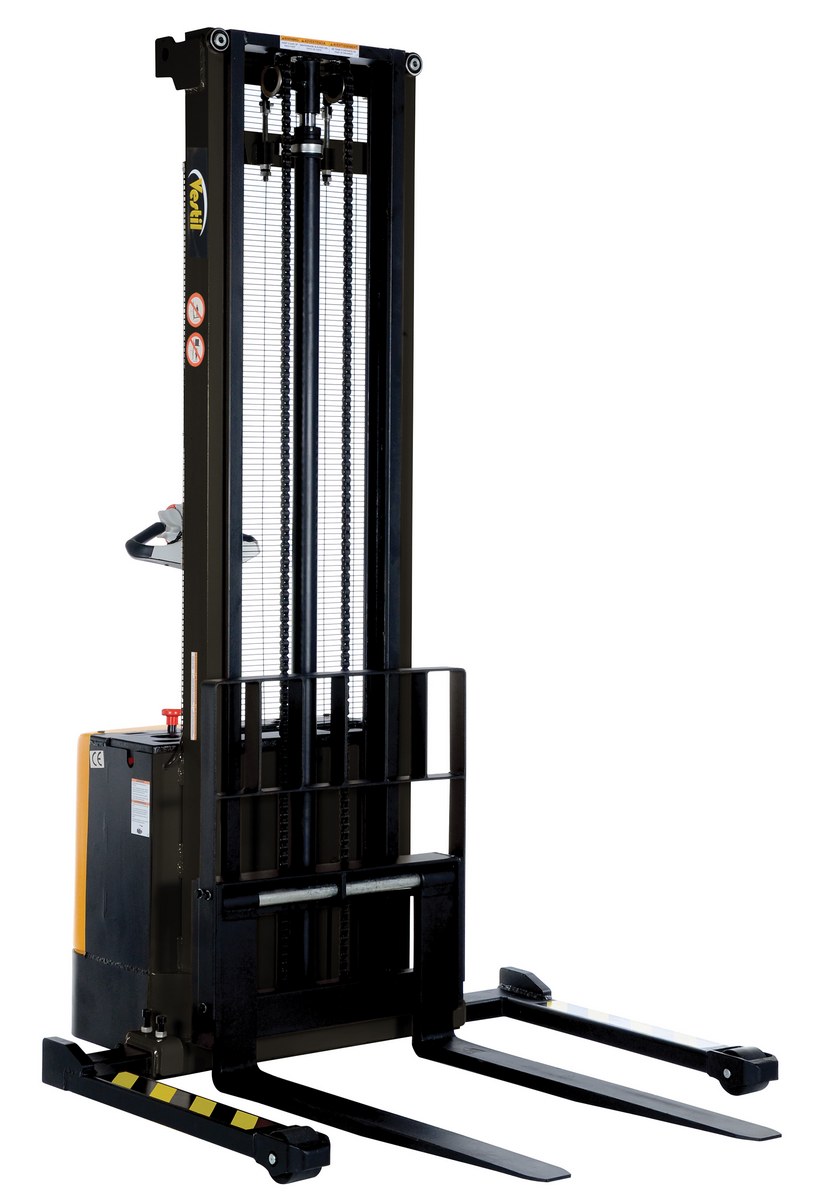 Vestil Steel Adjustable Powered Lift Stacker - 150 In. Raised Height 2000 lb Black / - Yellow