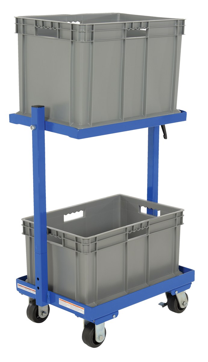 Vestil Steel Multi-Tier Cart with 2 Shelves and - 2 Baskets 200 lb Static - Blue