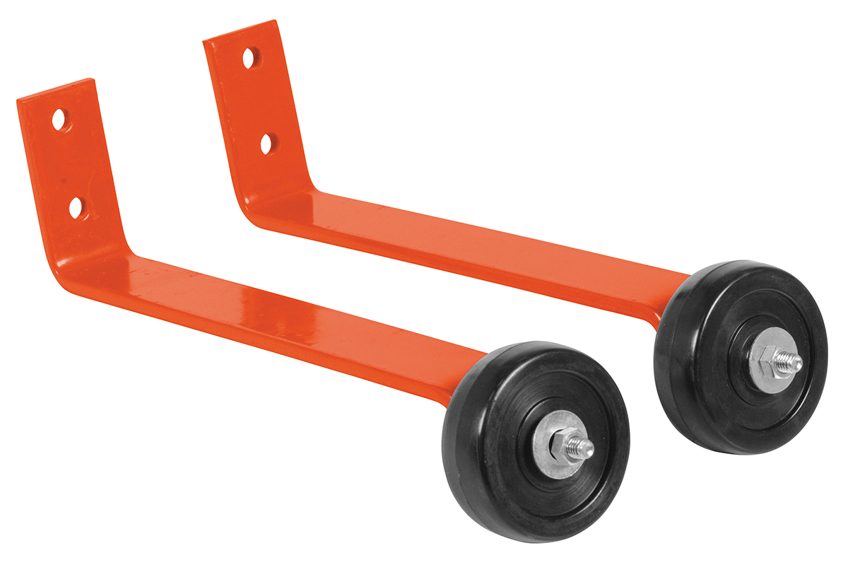 Vestil Steel Pipe Railing Barricade Base With Wheels - Orange