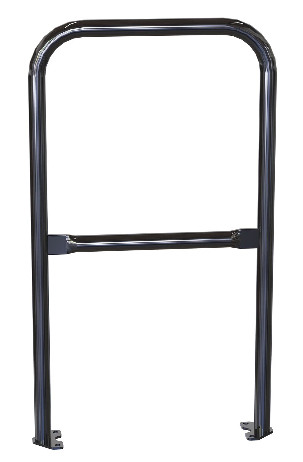 Vestil Steel Pipe Safety Railing with Welded Baseplate - 2 Ft. Length - Black