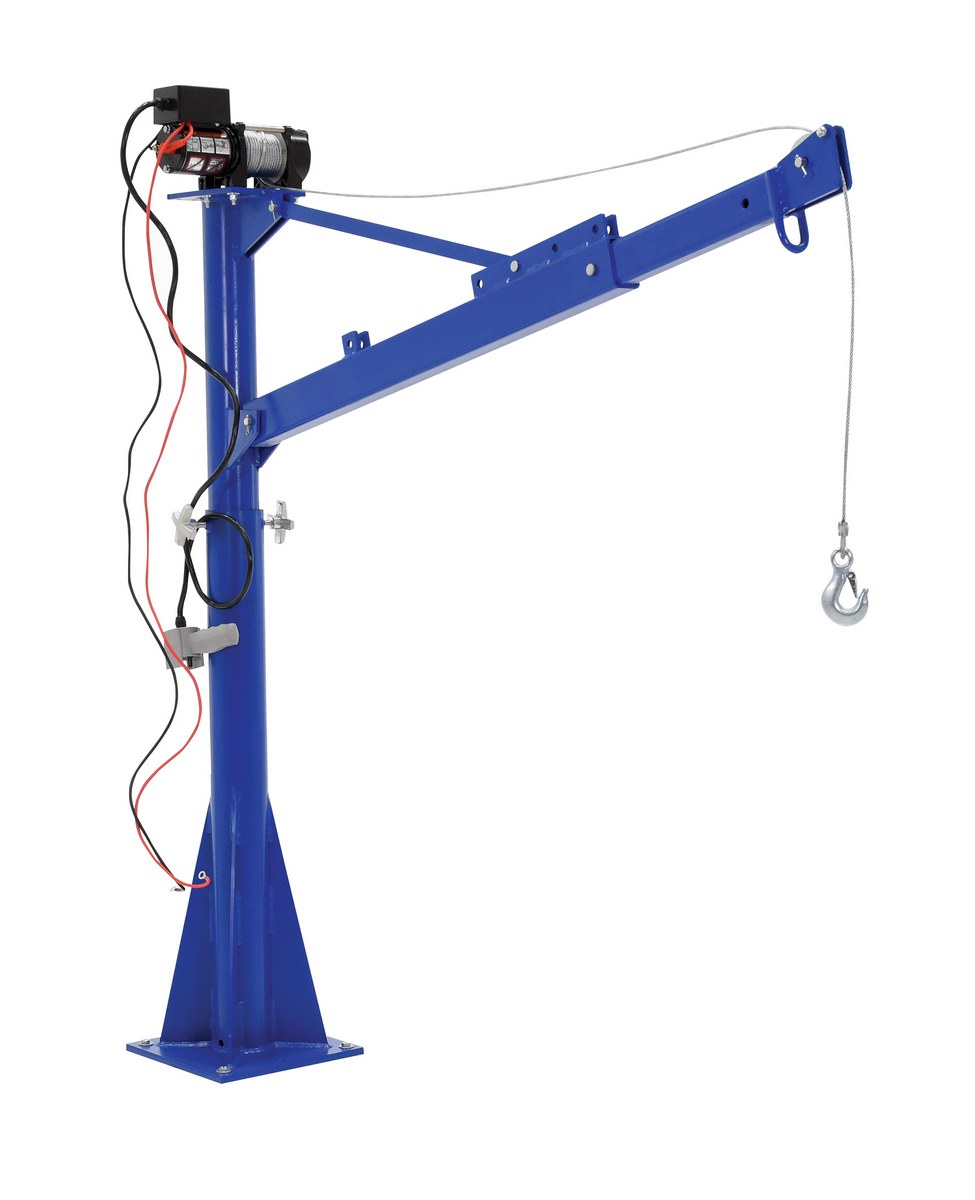 Vestil Steel DC Powered Jib Crane - 3-1/2 to 5-1/2 Ft. Boom 1,500 lb - Blue