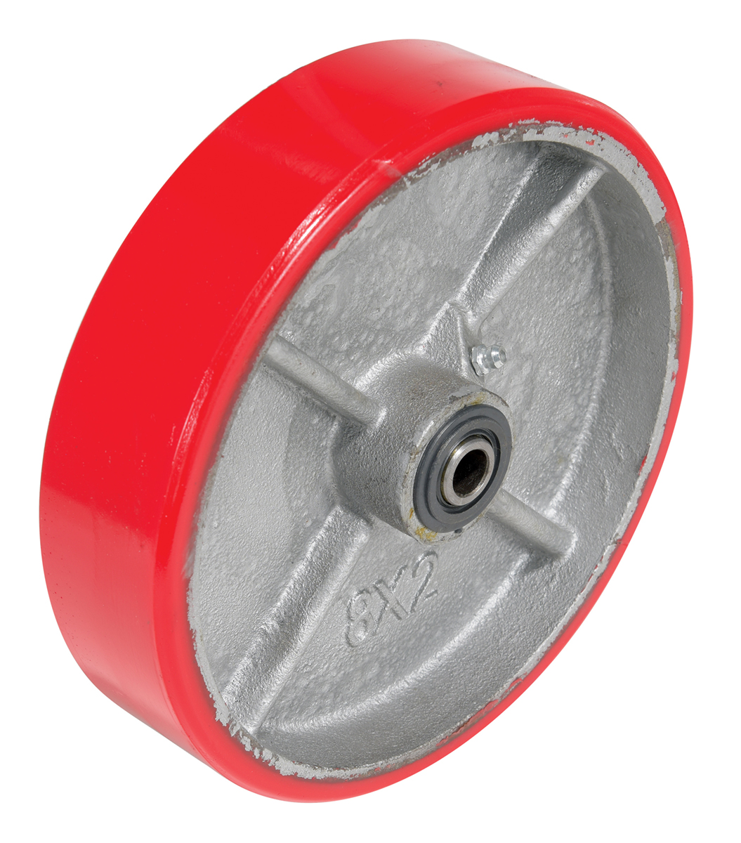 Vestil Polyurethane Wheel - 8 In. Diameter x 2 In. Width Red/Silver/Black 880 lbs