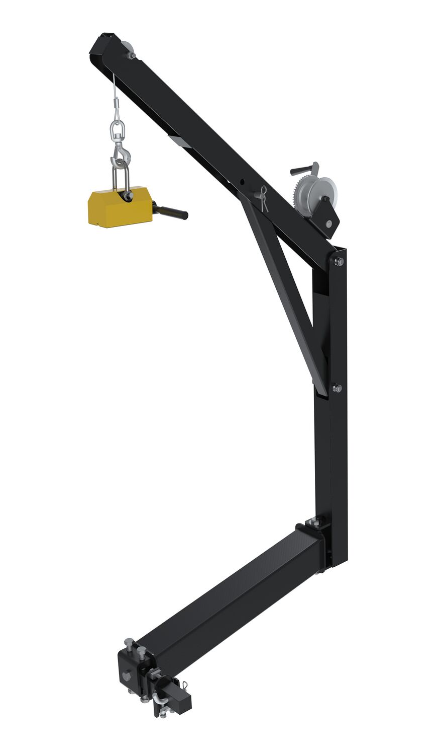Vestil Steel Hitch Mounted Truck Jib Crane With Magnet - 600 lb - Black