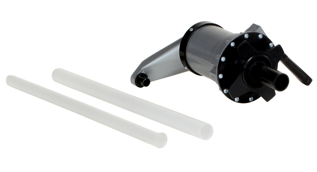 Vestil Polypropylene Manual Lever Action Drum and Pail Pump - 10 Ounces - Gray